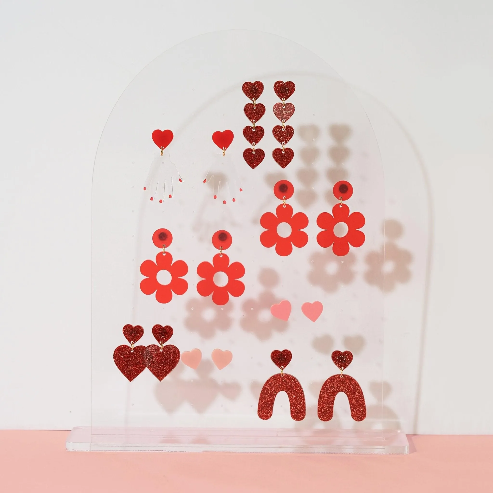 String of Hearts Dangle Earrings