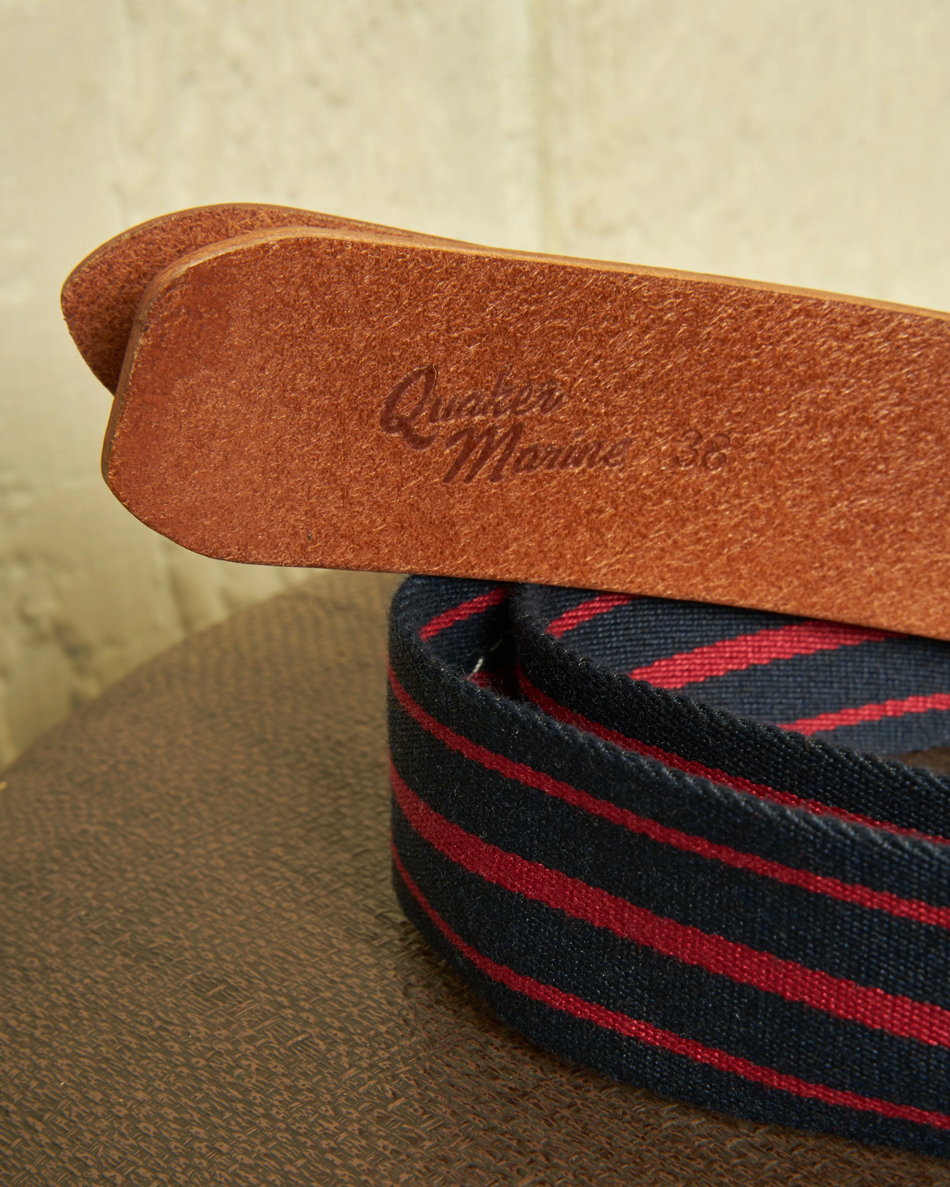 Surcingle Belt in Navy/Red Stripe