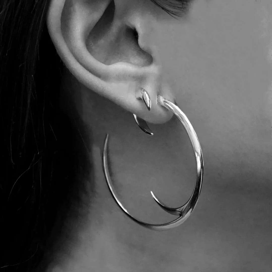 Talon Cat Claw Large Hoop Earrings - Silver