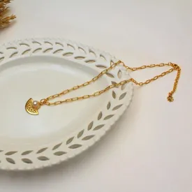 TFC Pearl Moon Gold Plated Pendant Necklace