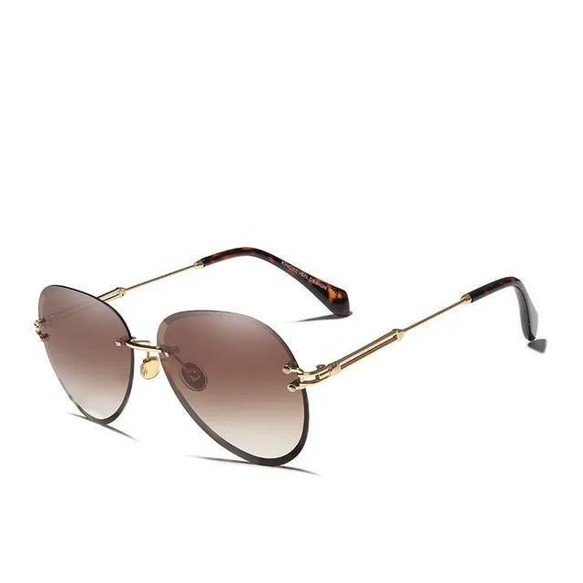 Vintage Rimless Gradient Lens Women's Polarized Sunglasses