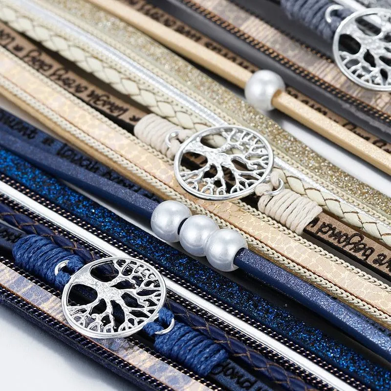 'Wise Words' Tree of Life Charm Bracelet - blue